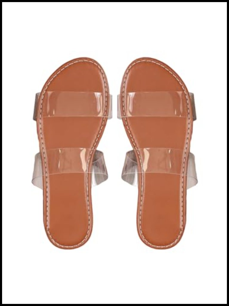 Women's Clear Jelly Flat Sandals Slip-On Open Toe Slides Summer Beach Party
